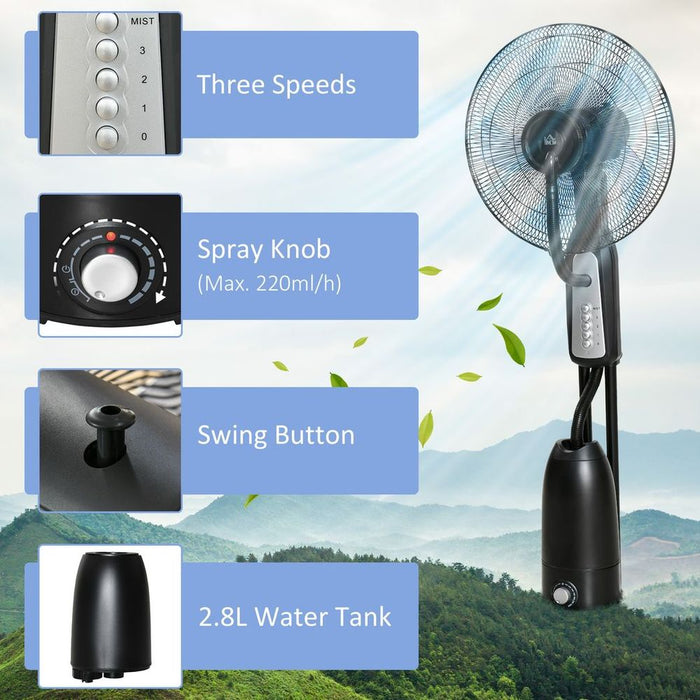 Premium Cooling Stand Fan - Water Mist, 2.8L Tank, Oscillation, High Quality