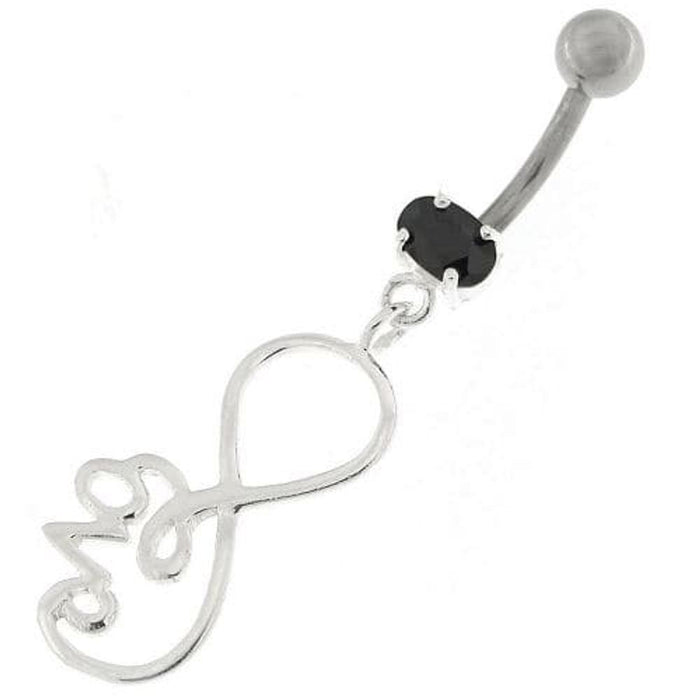 Infinity Love 925 Sterling Silver Belly Button Piercing