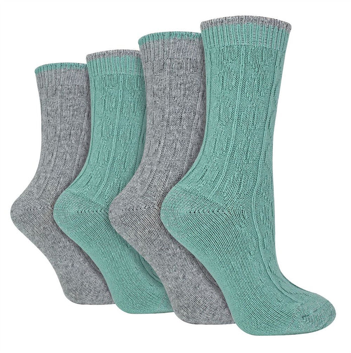 Wildfeet - Ladies 4 Pair Multi Pack Cashmere Bed Socks