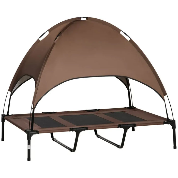 Ultimate Comfort Elevated Pet Bed - Canopy Tent - Outdoor - Coffee - 122cm