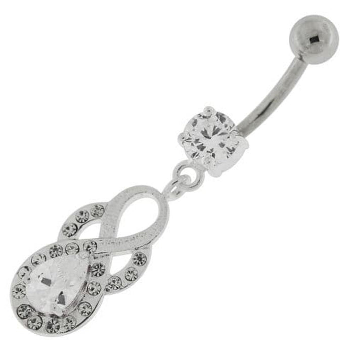 Tear Drop CZ with Fusion Infinity Dangling Navel Belly Button Ring