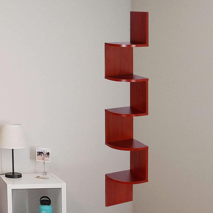 Space-Saving 5 Tier Rustic Corner Shelf - High-Quality & Versatile Storage Solution!