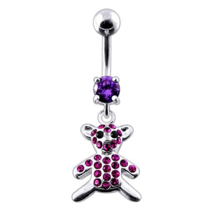 Fancy Jeweled Teddy Bear Dangling Belly Ring