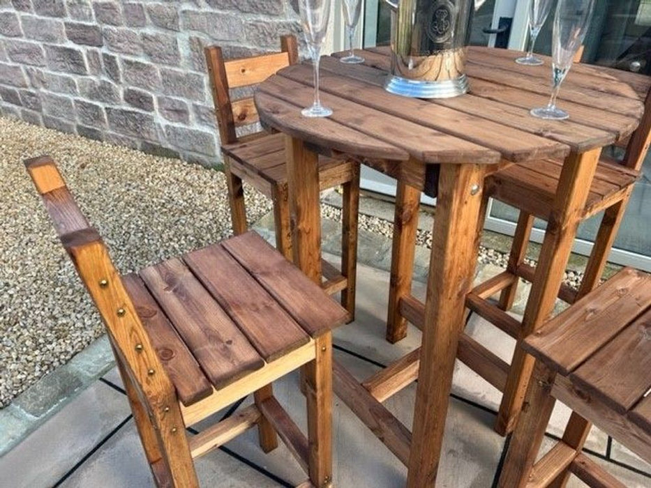 Premium Outdoor Bar Set - Solid Wood, 4-Seater, 10-Year Guarantee