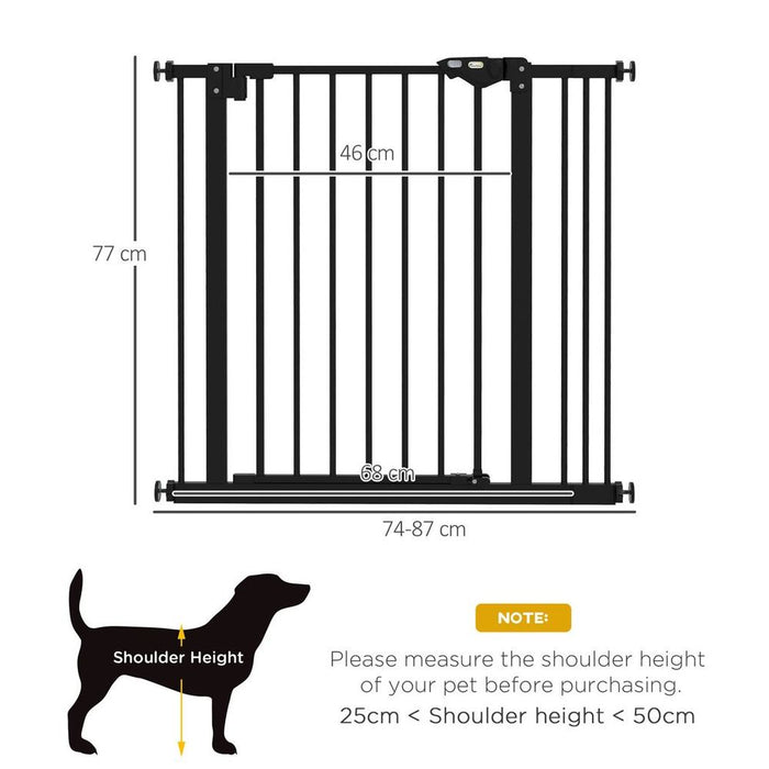 PawHut Adjustable Pet Safety Gate w/ 1 Extension and Four Adjustable Screws, Black