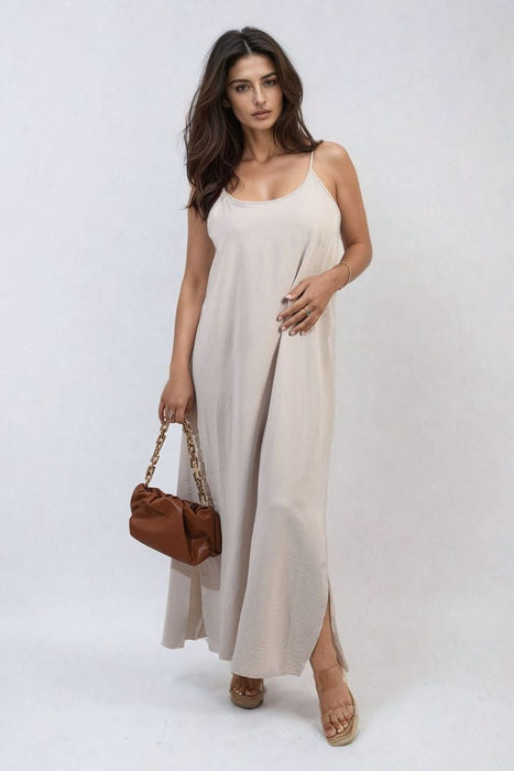 Spaghetti Strap Side Slit Maxi Dress