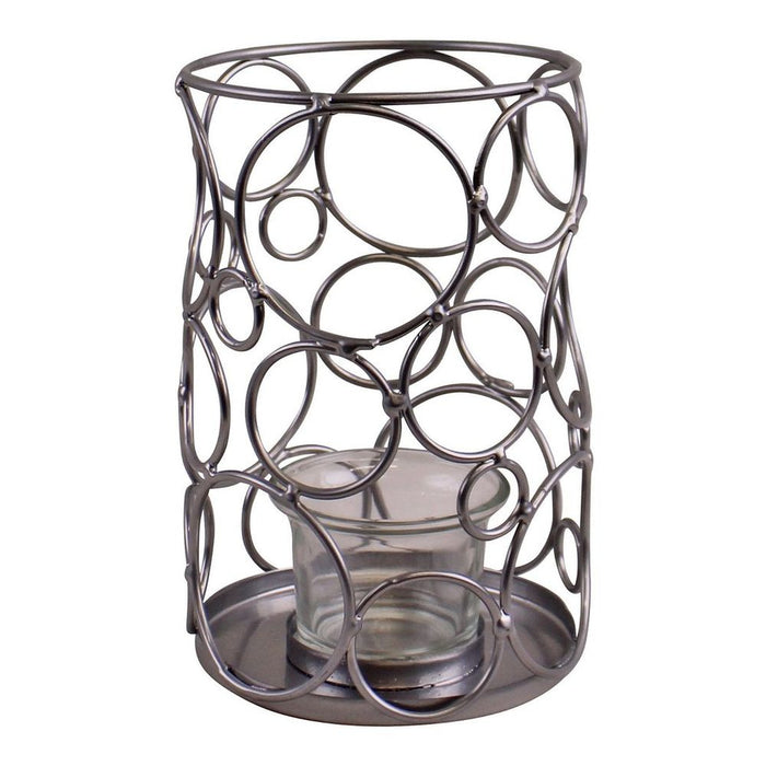 Stylish Silver Metal Abstract Candle Holder - Perfect for Any Home Decor