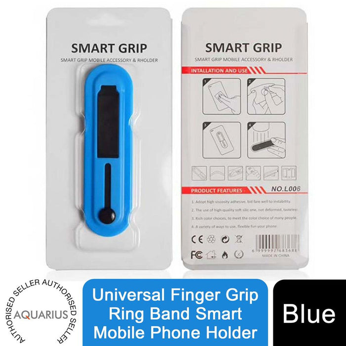 Aquarius Finger Grip Ring Band Mobile Holder - Blue: Secure, Convenient, Adjustable - Best Quality