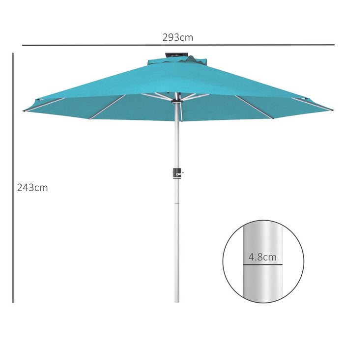 Premium Solar Patio Umbrella w/ Lights - Outdoor Garden, Aluminum, Blue