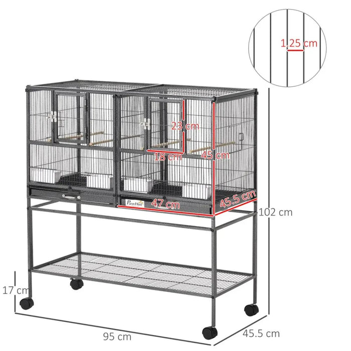 Large Bird Cage for Finch Canaries Parakeets Cockatiels W/ Food and Water Bowls