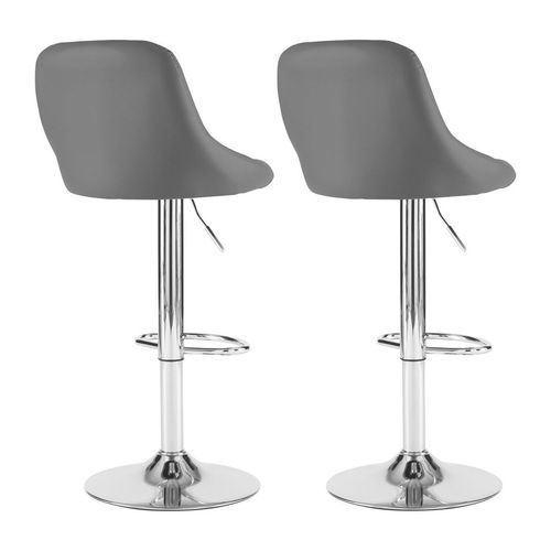 Neo Set of Two Dark Grey Leather Bar Stools