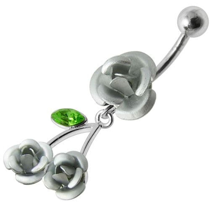 Jeweled Roses Dangling Belly Ring