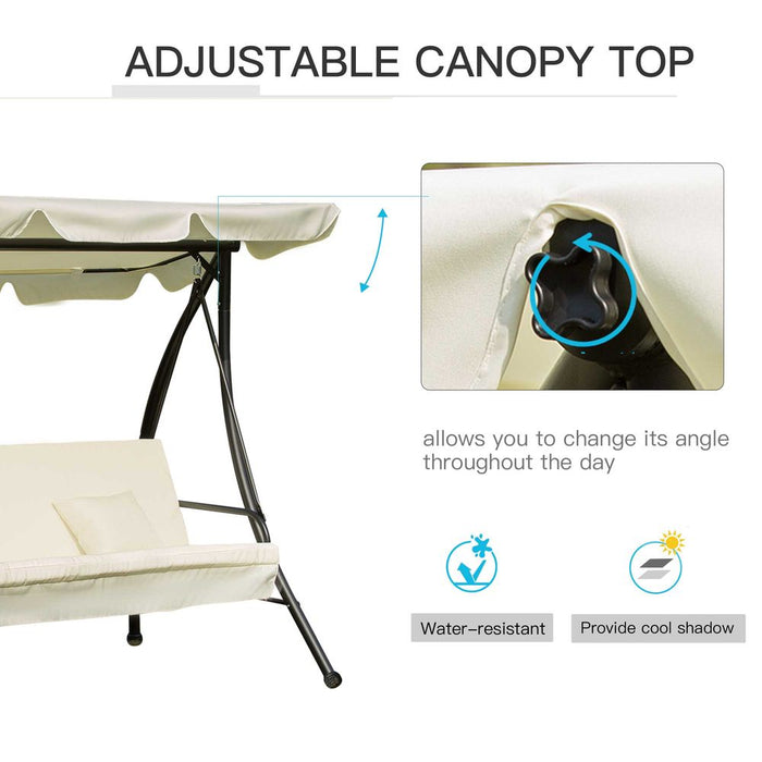 Outsunny 2-in-1 Swing Chair, Convertible Bed, Durable Steel Frame