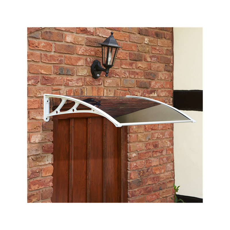 Greenhurst 1126N White Easy Fit 1m Tinted Door Canopy 60D x 100W x 19H cm