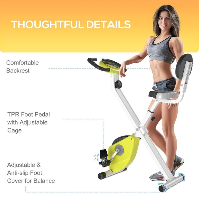 Magnetic Resistance Bike: Foldable, LCD, Adjustable Seat - Yellow