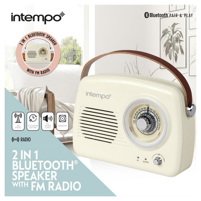 INTEMPO RD25 BLUETOOTH SPEAKER W/ RADIO CREAM/BRN