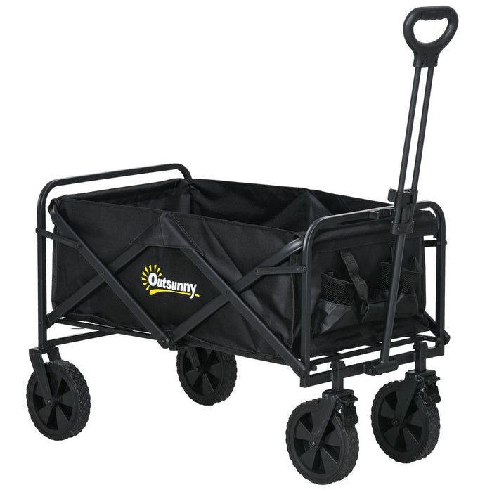 Outsunny Folding Outdoor Storage Trolley: Telescopic Handle, Brakes - High Quality Cart Bag for All Your Needs