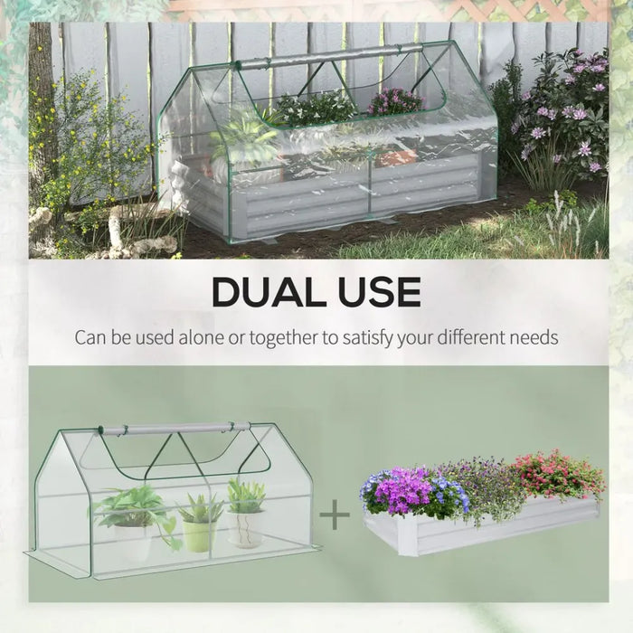 Steel Raised Garden Bed Planter Box with Greenhouse - Dual Use - Clear - Professional Quality