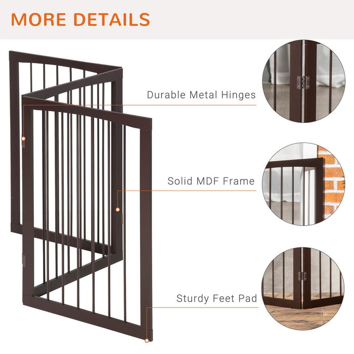 PawHut 3 Panel Pet Gate Wooden Foldable Dog Fence Indoor Free Standing Safety Gate Portable Separation Pet Barrier Guard