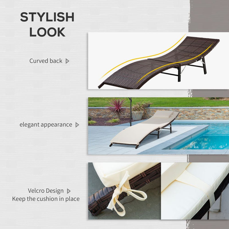 Premium Outsunny Folding Rattan Sun Lounger - Durable, Comfortable, Portable - Perfect for Your Outdoor Space