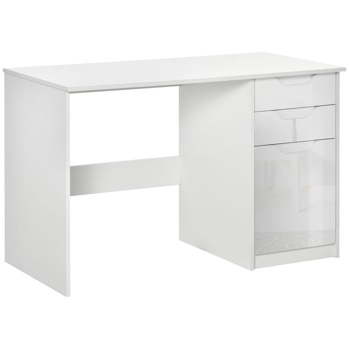 High Gloss White Computer Workstation w/ Drawers - Perfect for Home Office