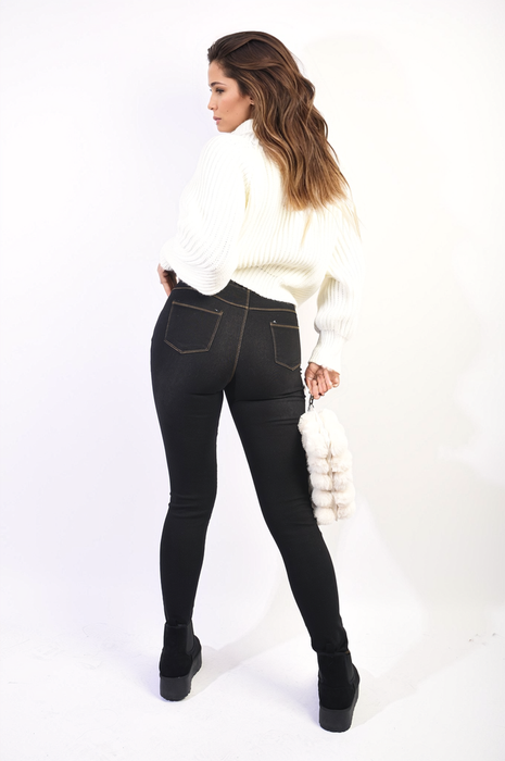 Edgy and Comfortable High Waisted Ripped Skinny Jeggings