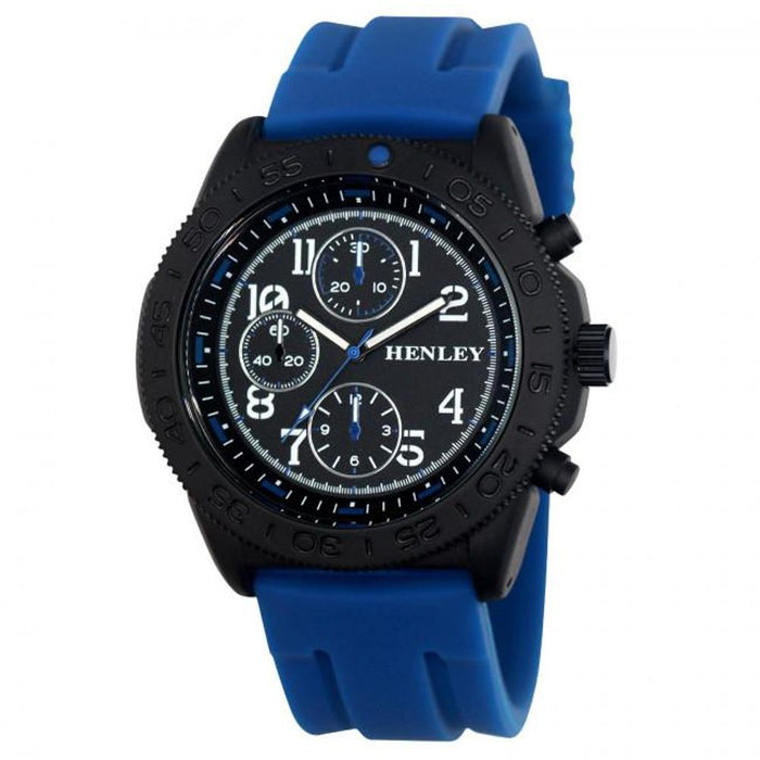 Henley Mens Multi Eye Sports Watch - Black Dial, Blue Strap H02218.6