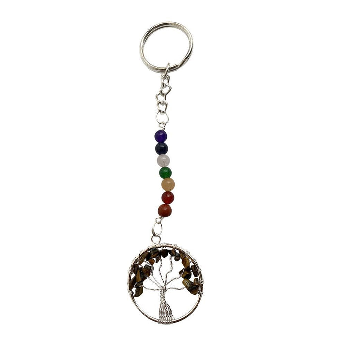 High-Quality Gemstone Tree of Life Keychain, Increase Abundance & Serenity