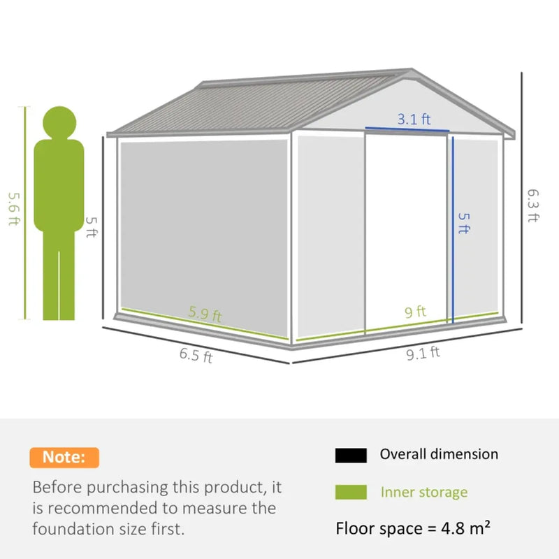 Outsunny Garden Shed Storage Unit withLocking Door Floor Foundation Vent Brown