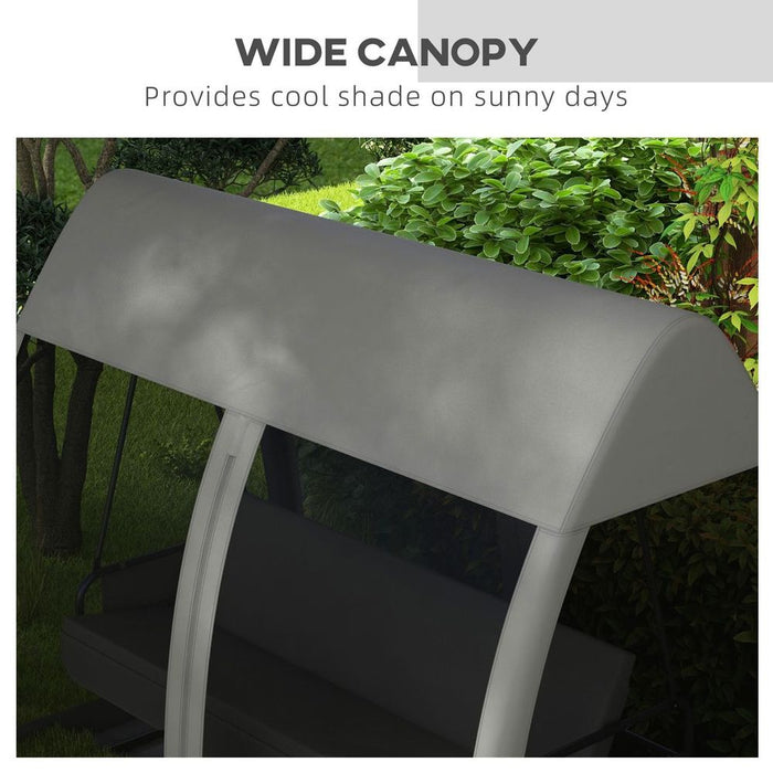 Premium Quality 3 Seater Swing Chair w/ Canopy | Comfy Patio Hammock Bench | Durable Lounger in Elegant Grey