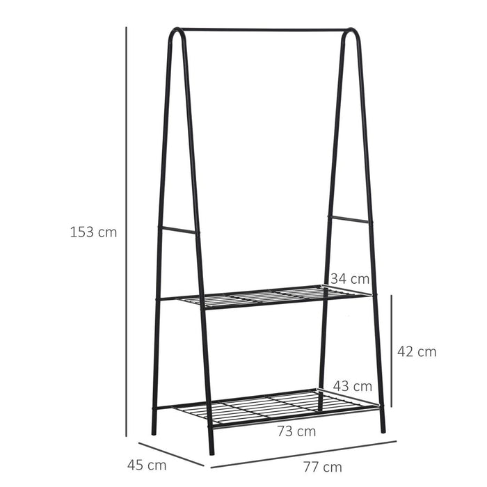 Clothes Rack, 2-Tier, A Shaped, Steel-Black