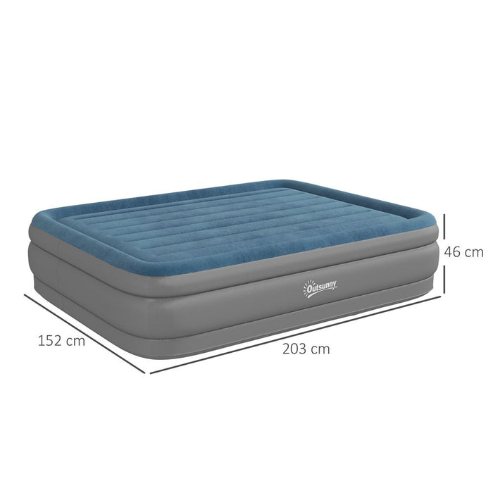 Restful Sleep Anywhere: Outsunny Queen Inflatable Mattress+Electric Pump, 203x152x46cm