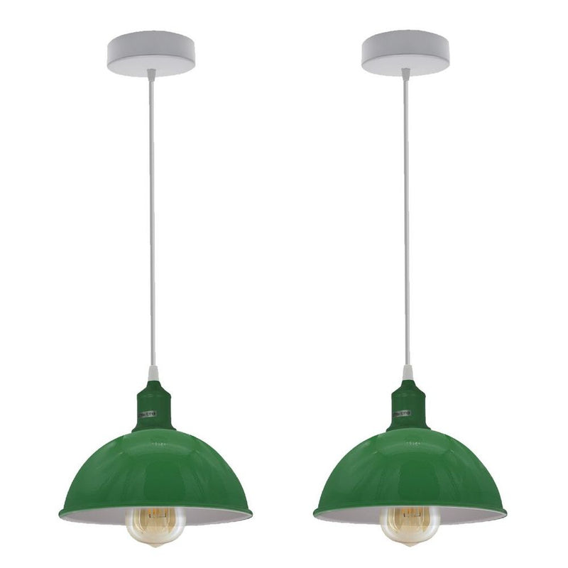 Stunning Dome Shaped Pendant Lights: 2-Pack Loft Style Metal Lamp Shades, Spray Painted Finish
