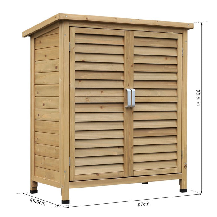 Garden Storage Unit Solid Fir Wood Garage Organisation Sturdy Cabinet Outdoor