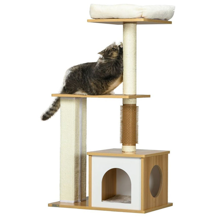 PawHut 114cm Cat Tree - Indoor Cats Scratching Posts, Cat House, Cat Bed. High-Quality & Durable!