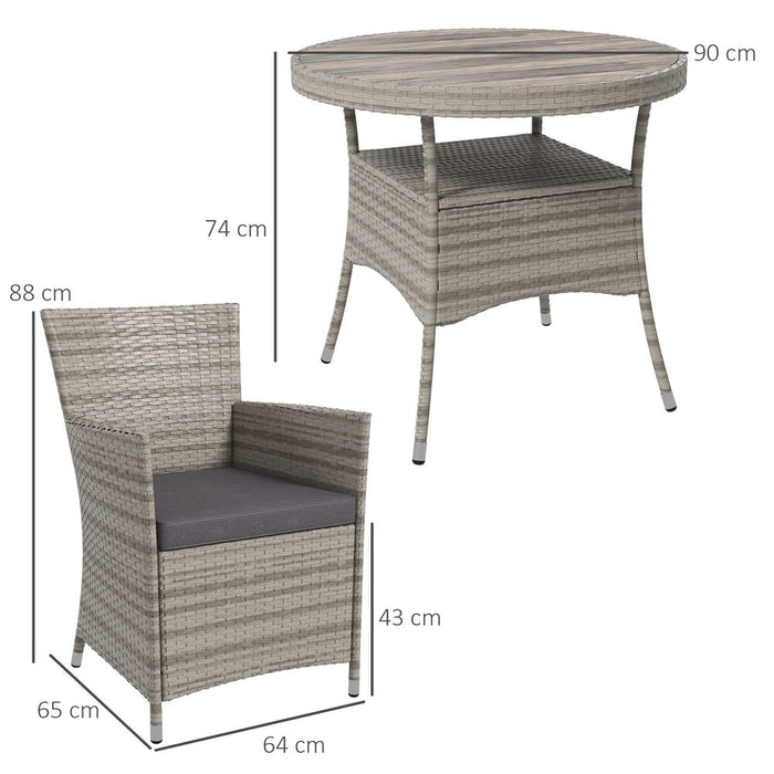 Premium Grey Rattan Garden Furniture Set: 5-Piece Patio Dining Set with Steel Frames & Padded Cushions