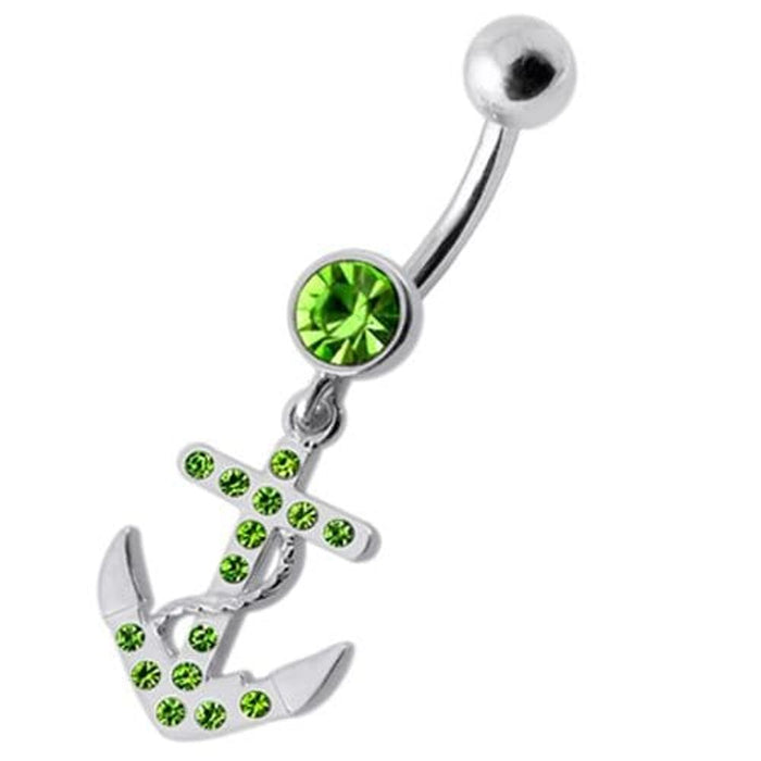 Fancy Jeweled Anchor Dangling Belly Ring