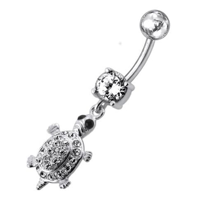 Fancy Jeweled Turtle Dangling Belly Ring