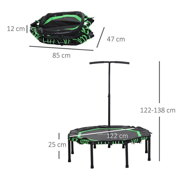 Bounce to Fitness with HOMCOM Foldable Trampoline! Adjustable Handle. Premium Quality. Green.