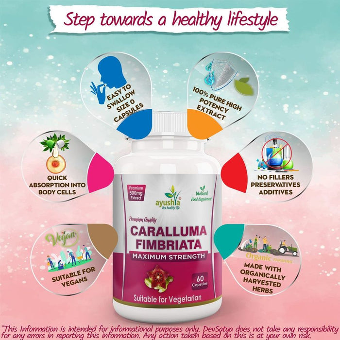 Caralluma Fimbriata Capsule - Natural Appetite Suppressant for Weight Loss, Enhanced Endurance - High Quality