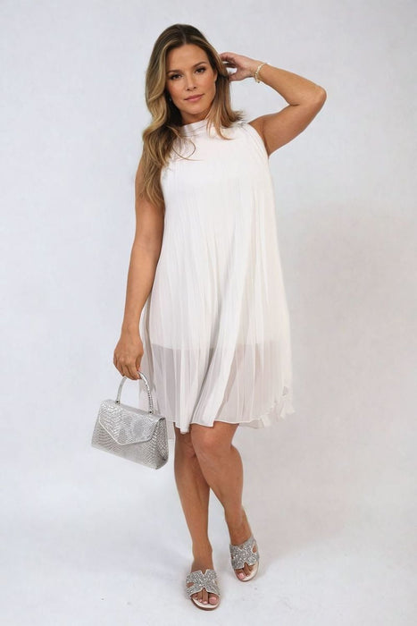 Davina Pleated Halter Neck Mini Dress - Effortlessly Chic and Timelessly Elegant