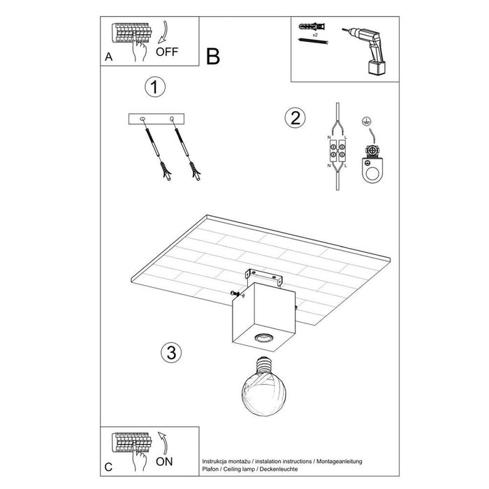 Ceiling lamp concrete Ariz industrial Design E27