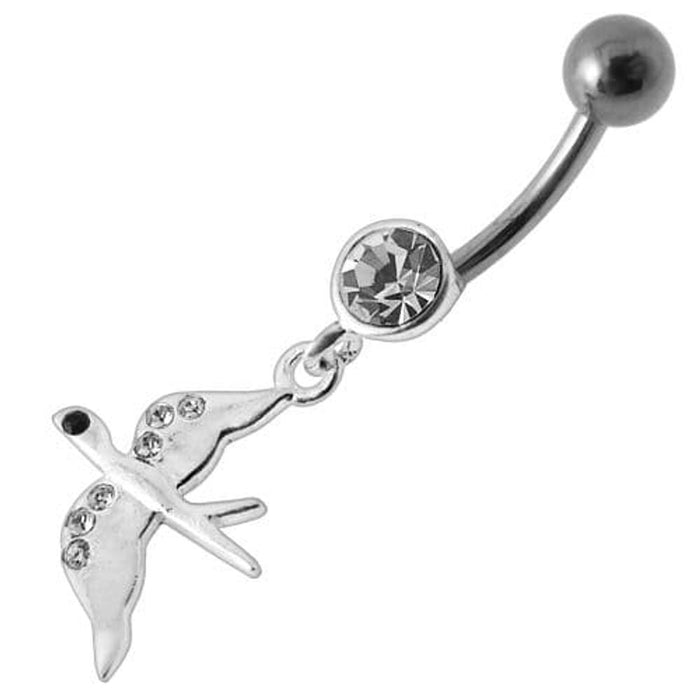 Jeweled Flying Pigeon Dangling Belly Ring