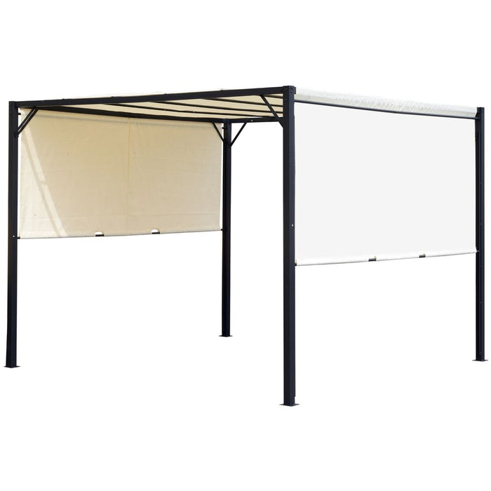 Premium 3x3m Metal Pergola w/ Retractable Canopy - UV Resistant, Cream