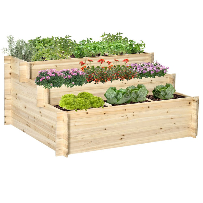 3 Tier Raised Garden Flower Box with 9 Grow Grids and Non-woven Fabric