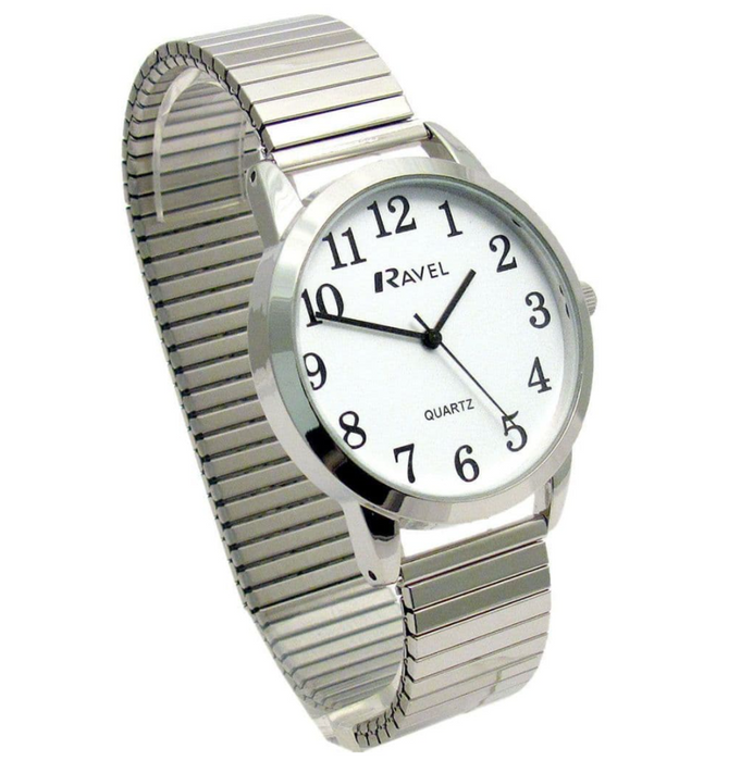 Ravel Men's Bold Number White Dial Silver Bracelet Watch R0232