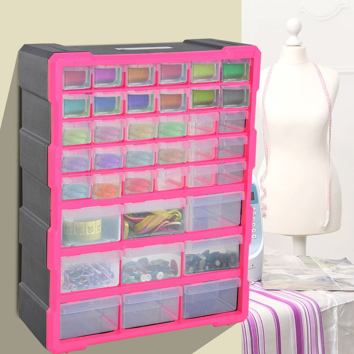 DURHAND 39 Drawer Cabinets, 47.5H cm, Plastic-Rose