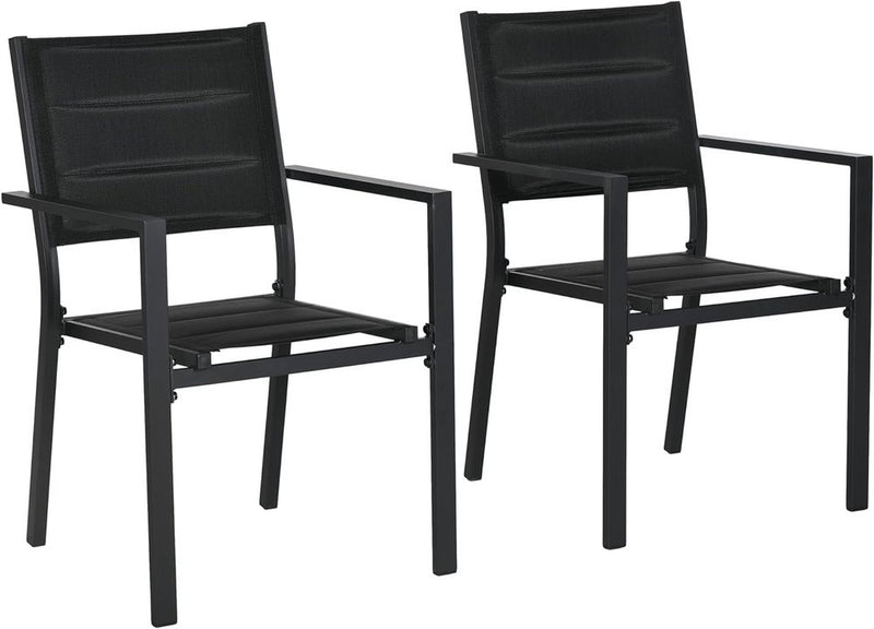 Outsunny 2 PCs Stackable Armchairs, Aluminium Outdoor Dining Chairs, Grey - High Quality & Space-saving
