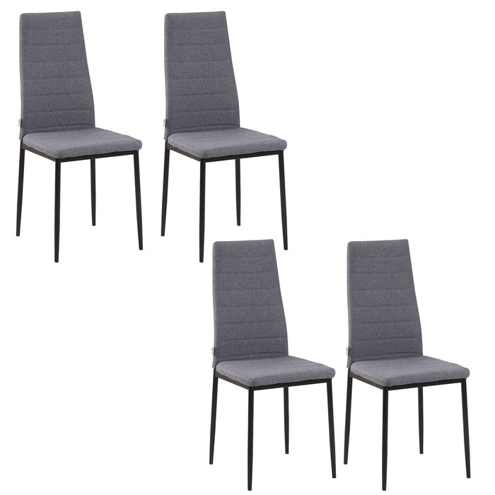 Premium Linen-Touch High Back Dining Chairs - Set of 4 | Upholstered | Steel Legs | Comfortable | Easy Assembly - 97H x 41W x 50Dcm