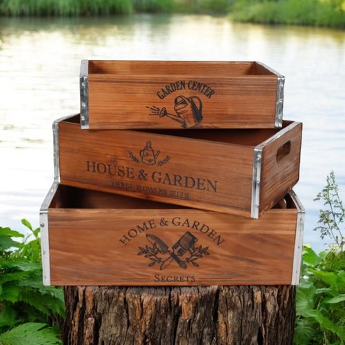 38/34/30CM SET 3 WOODEN TRAYS